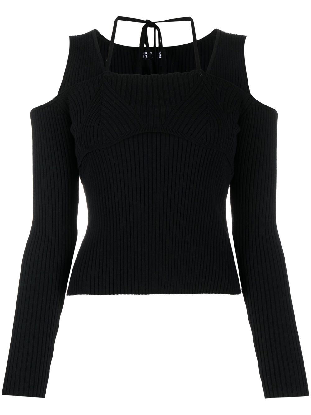 Versace Jeans Couture 范思哲 露肩罗纹毛衣 - 黑色