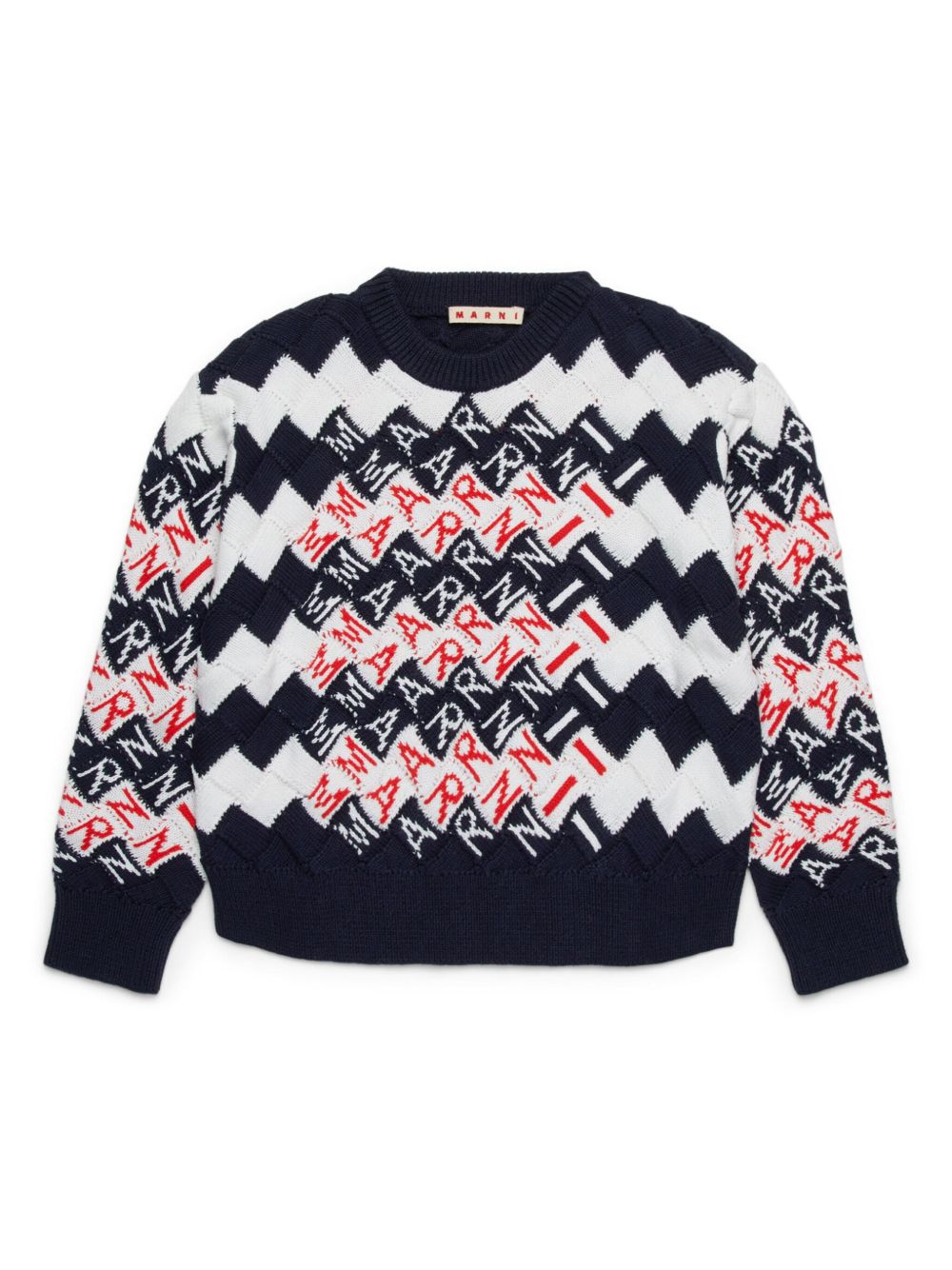 Marni Kids logo嵌花毛衣 - 蓝色