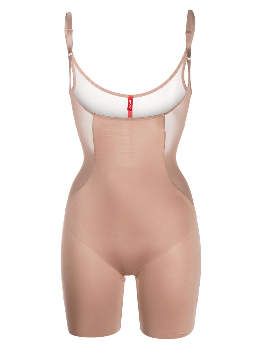 SPANX Shaping 网纱拼接连体紧身衣 - 褐色