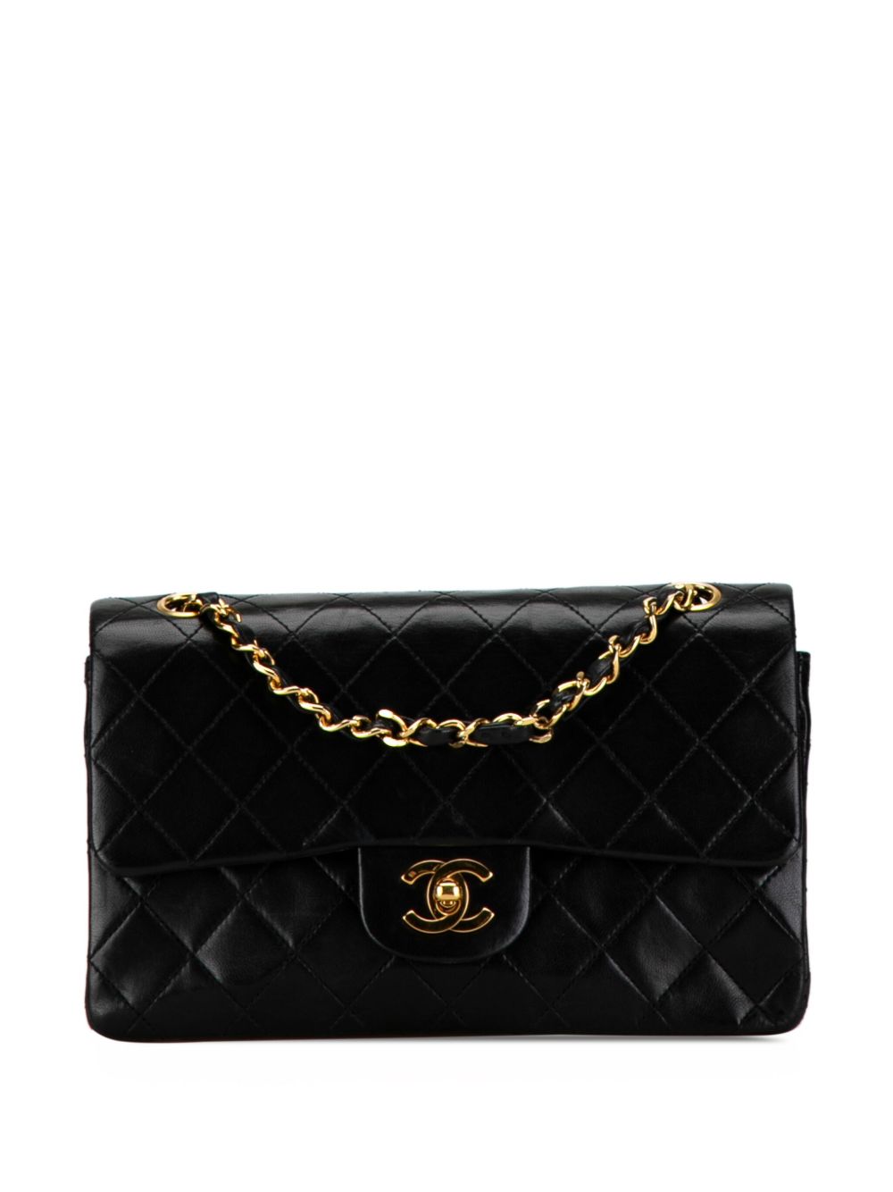 CHANEL Pre-Owned Classic Double Flap 小号小羊皮单肩包（1986-1988年典藏款） - 黑色