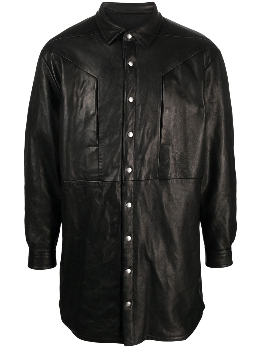 Rick Owens Jumbo Fogpocket 皮质衬衫式夹克 - 黑色