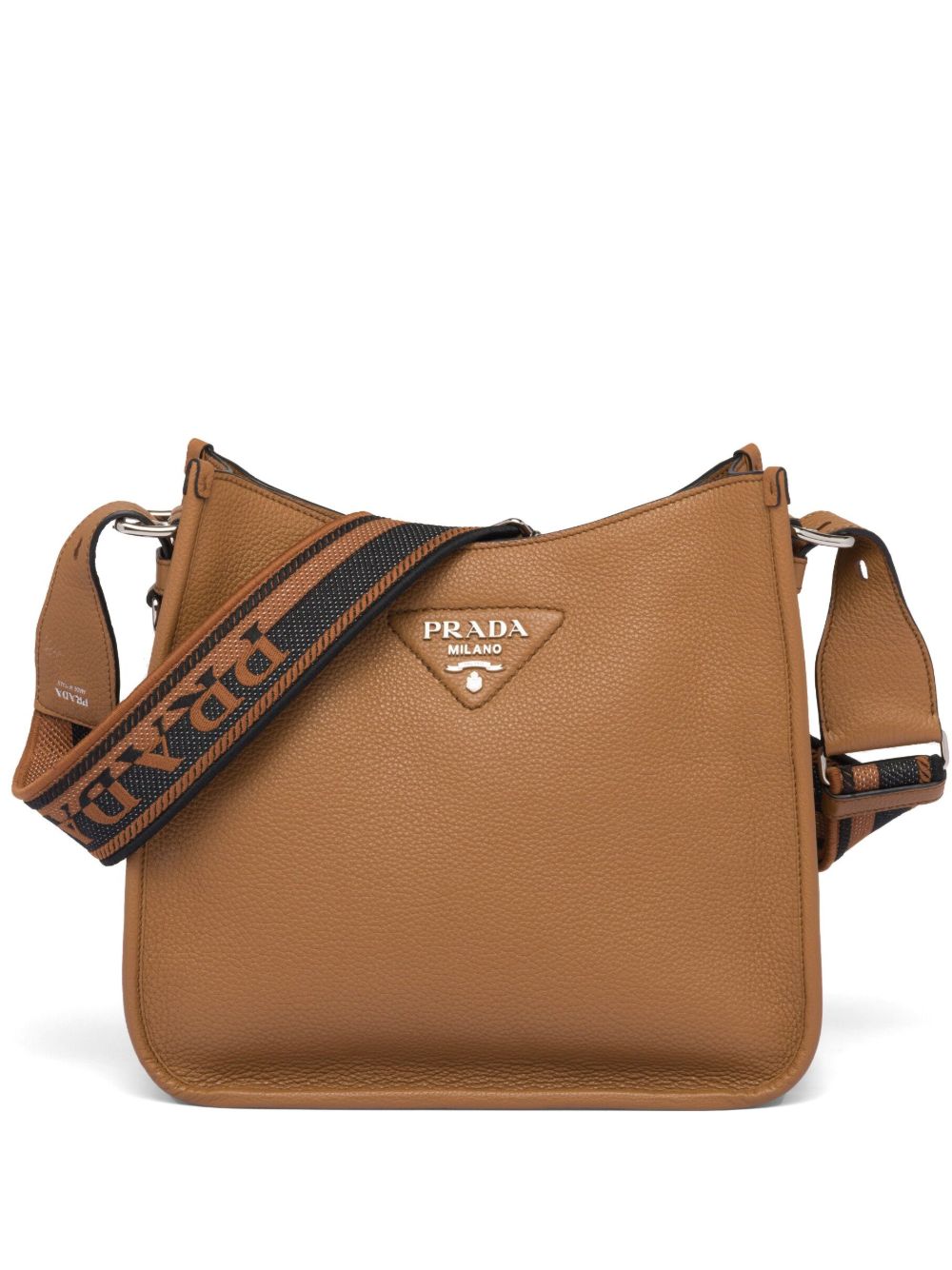 Prada 三角形logo水饺单肩包 - 褐色