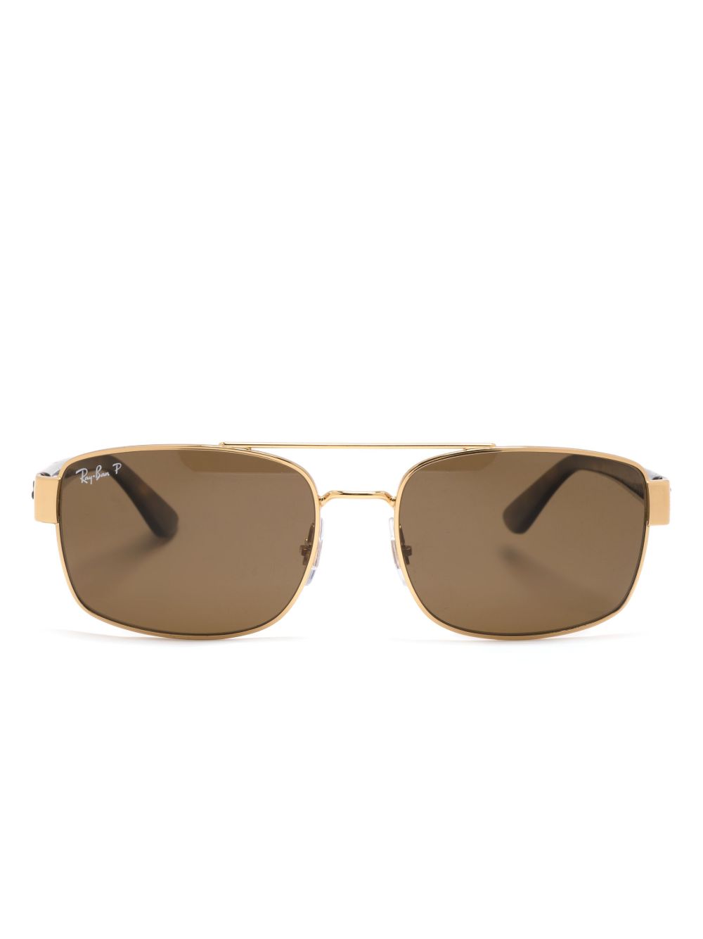 Ray-Ban 玳瑁纹细节方框太阳眼镜 - 金色