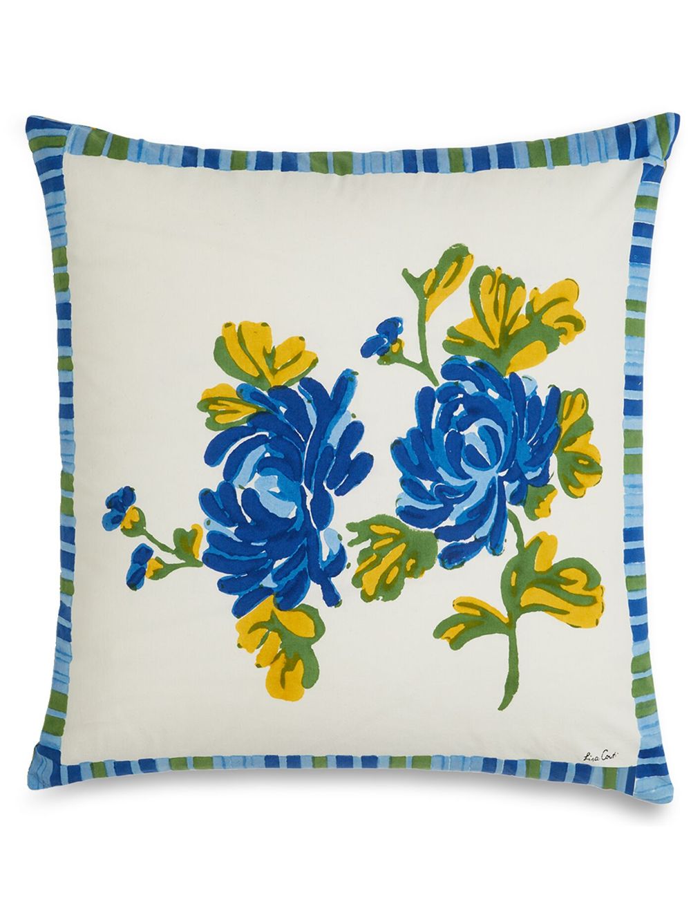 Lisa Corti Vienna floral-print cotton cushion - 蓝色