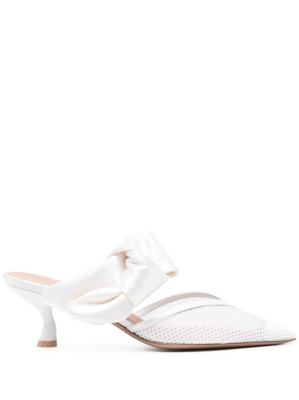 Malone Souliers Marie 低跟蝴蝶结穆勒鞋 - 白色