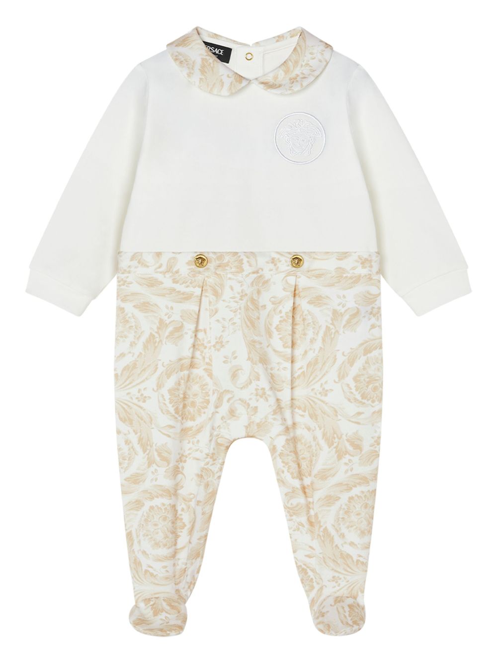 Versace Kids Barocco 婴儿连体睡衣 - 白色