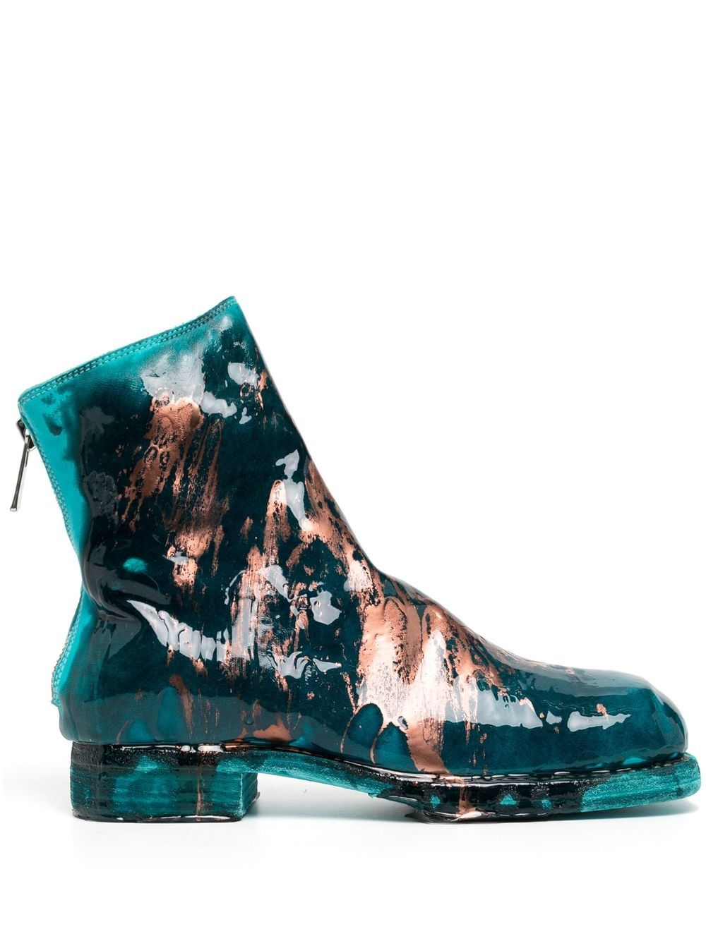 Guidi 泼漆效果细节及踝靴 - 蓝色