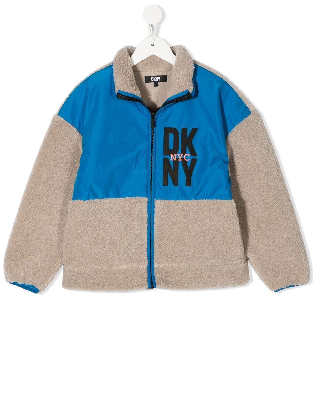 Dkny Kids 人造皮毛一体拼接夹克 - 灰色