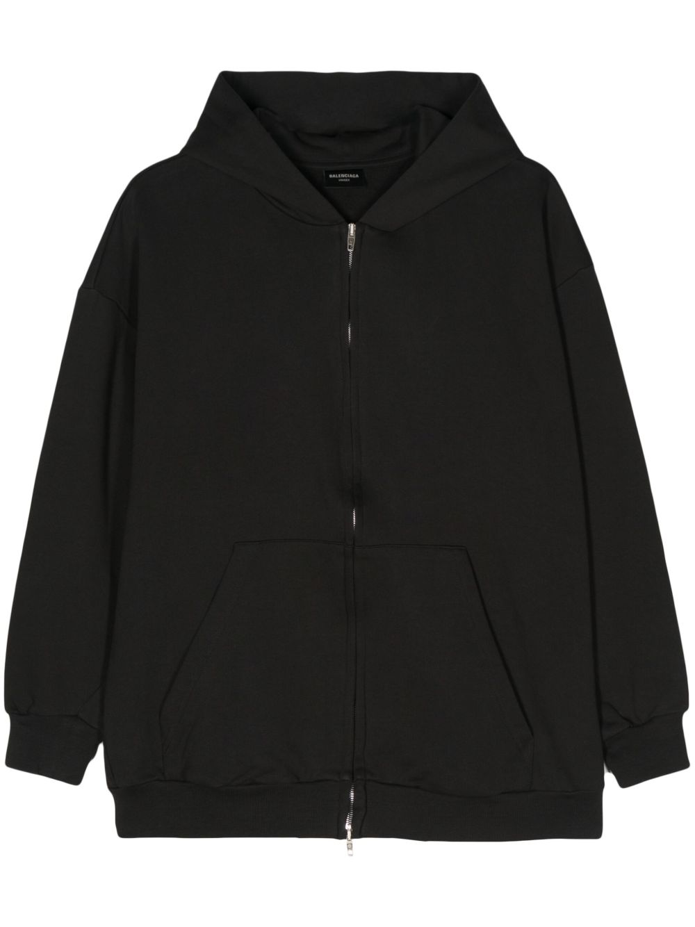 Balenciaga 晶饰logo拉链连帽衫 - 黑色