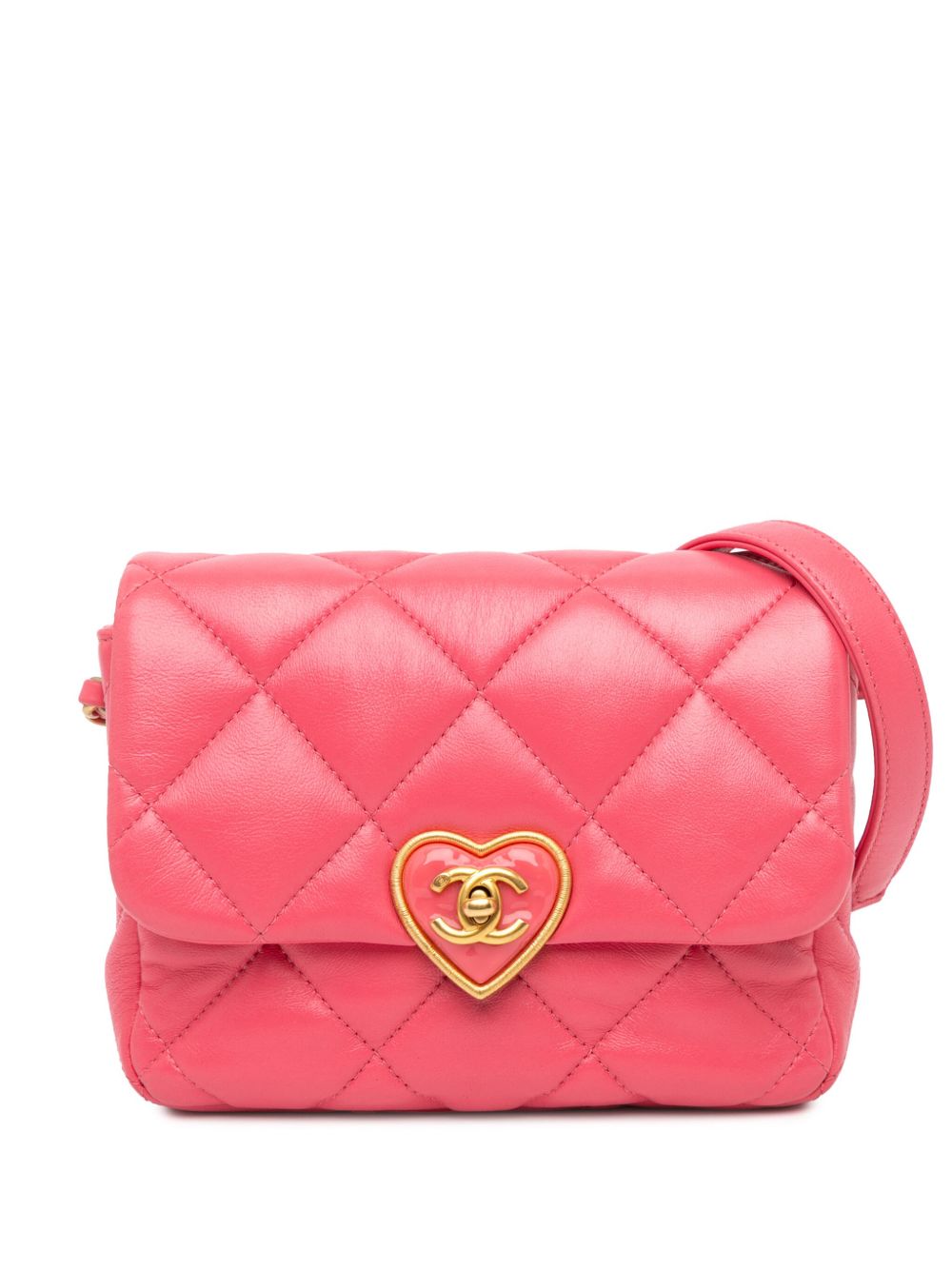 CHANEL Pre-Owned Plexiglass Coco Love Flap 迷你绗缝小羊皮斜挎包（2021-2024年典藏款） - 粉色