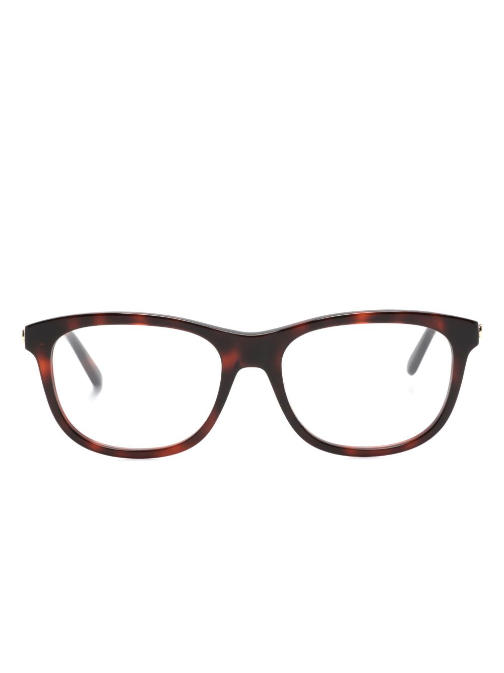 Gucci Eyewear logo标牌长方形镜框眼镜 - 褐色
