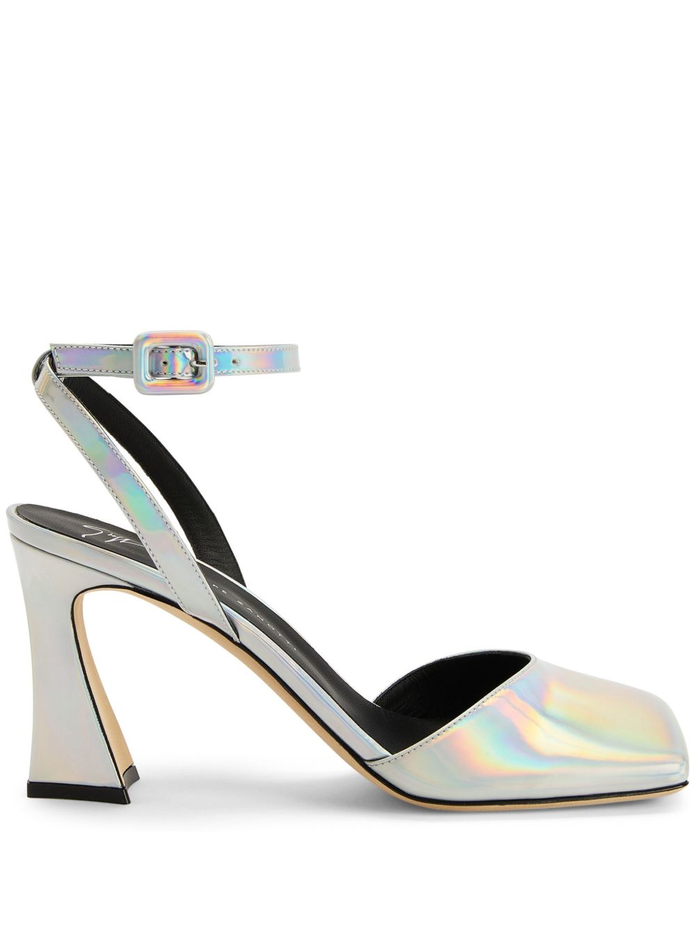 Giuseppe Zanotti Olivhe 虹彩光泽皮质高跟凉鞋 - 银色