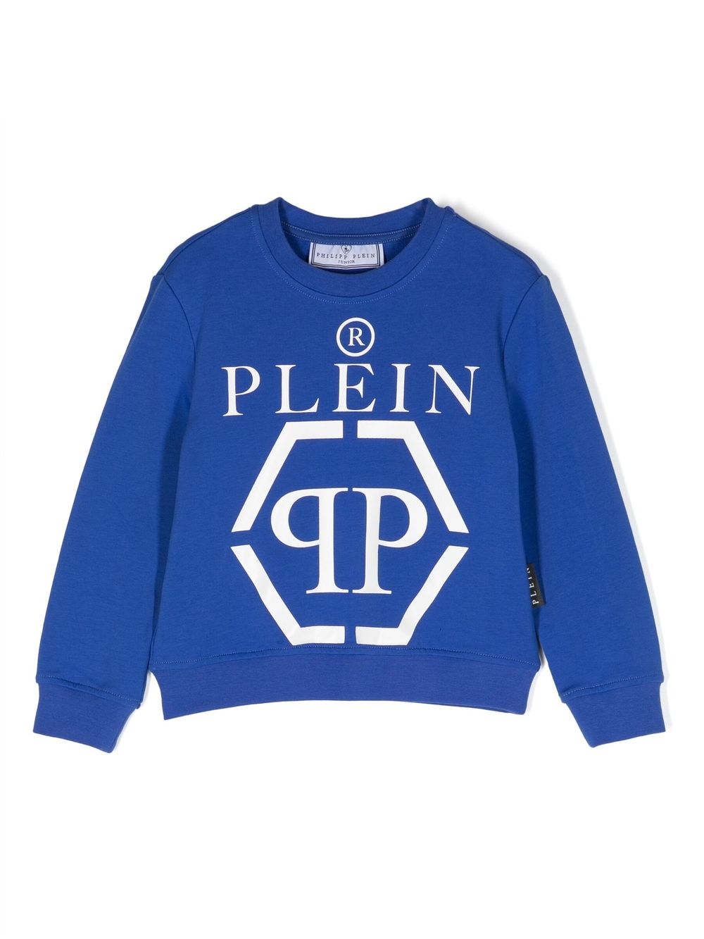 Philipp Plein Junior logo印花长袖卫衣 - 蓝色