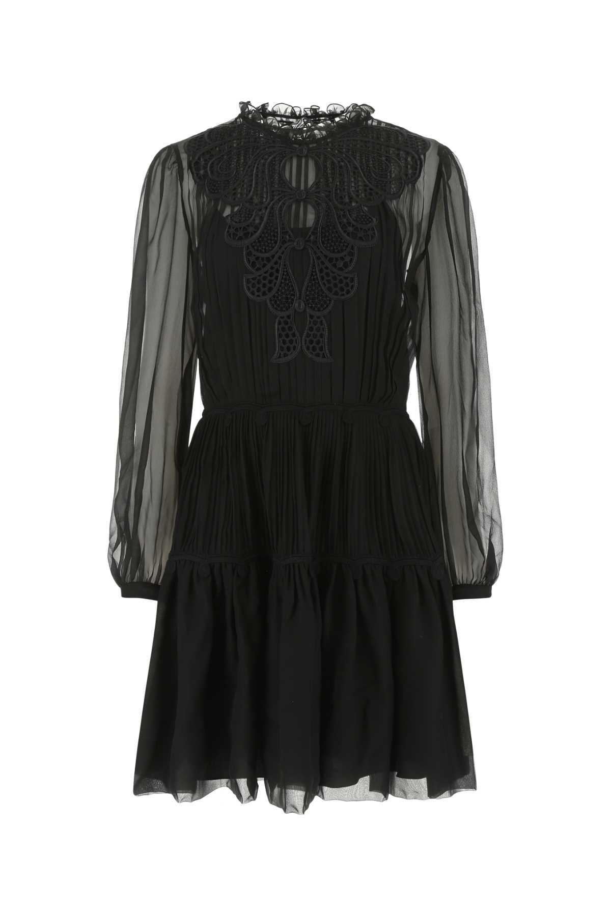 Alberta Ferretti 黑色雪纺迷你连衣裙