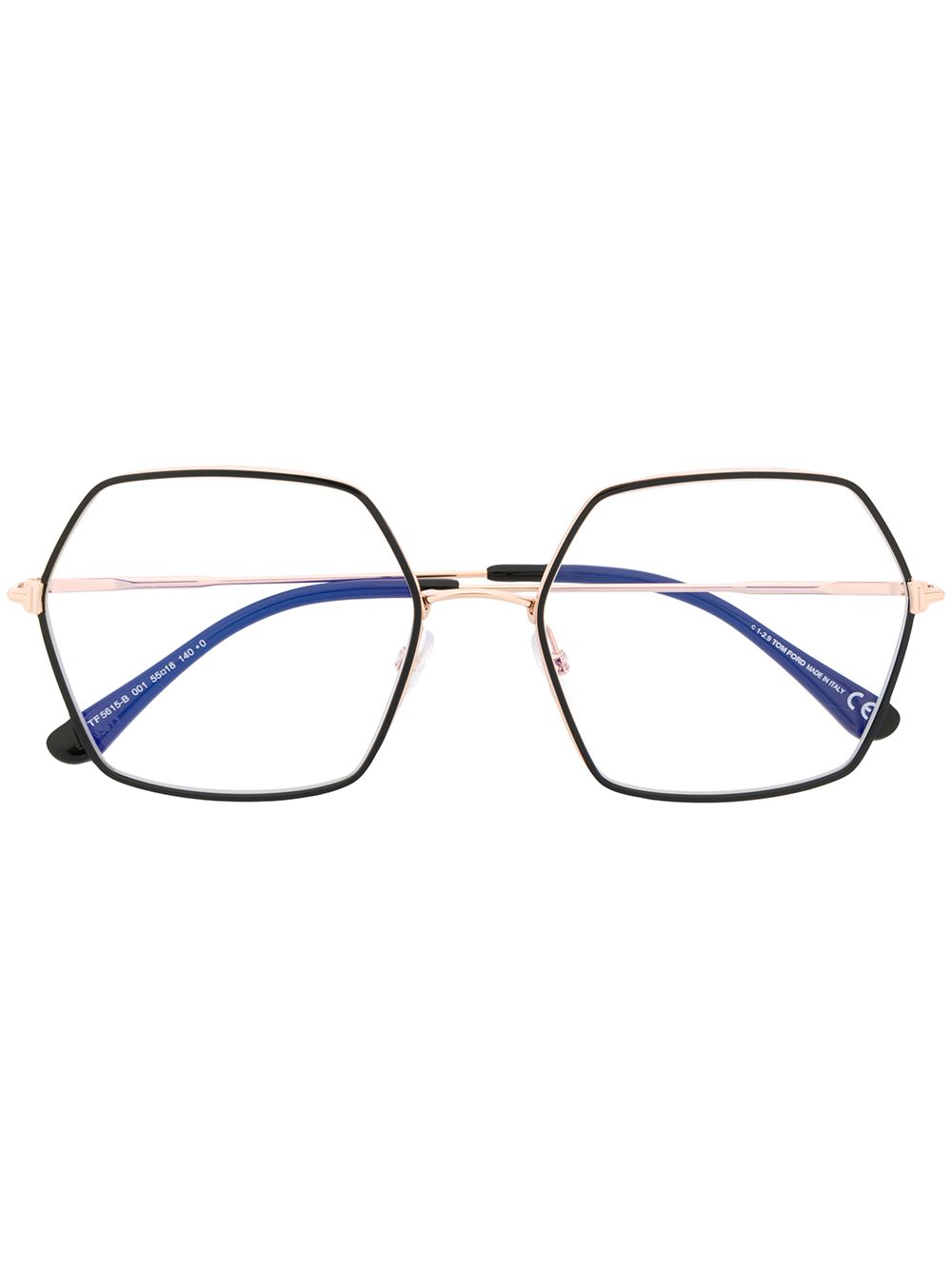 TOM FORD Eyewear 几何镜框眼镜 - 金属色