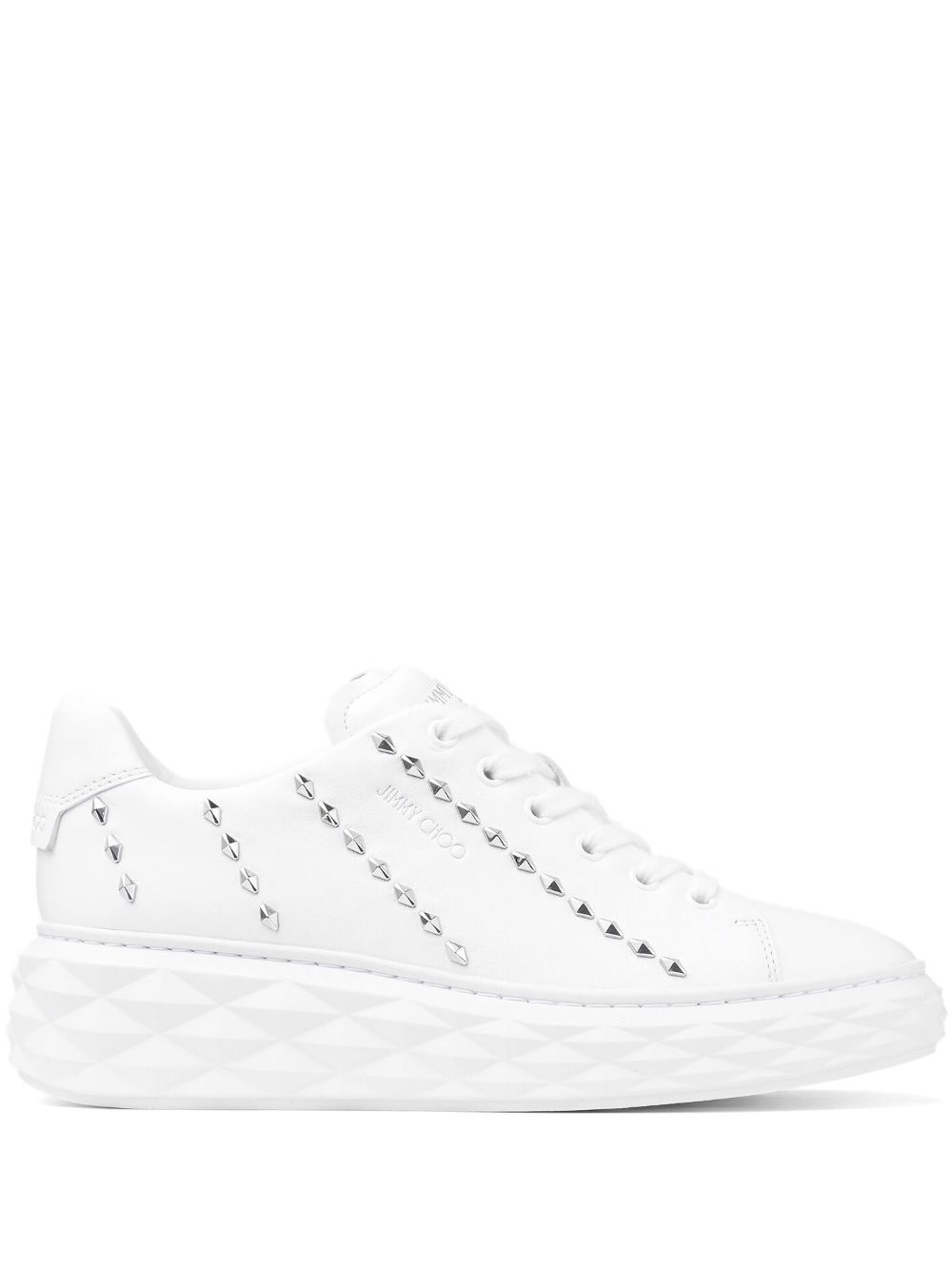 Jimmy Choo Diamond Light 铆钉缀饰运动鞋 - 白色