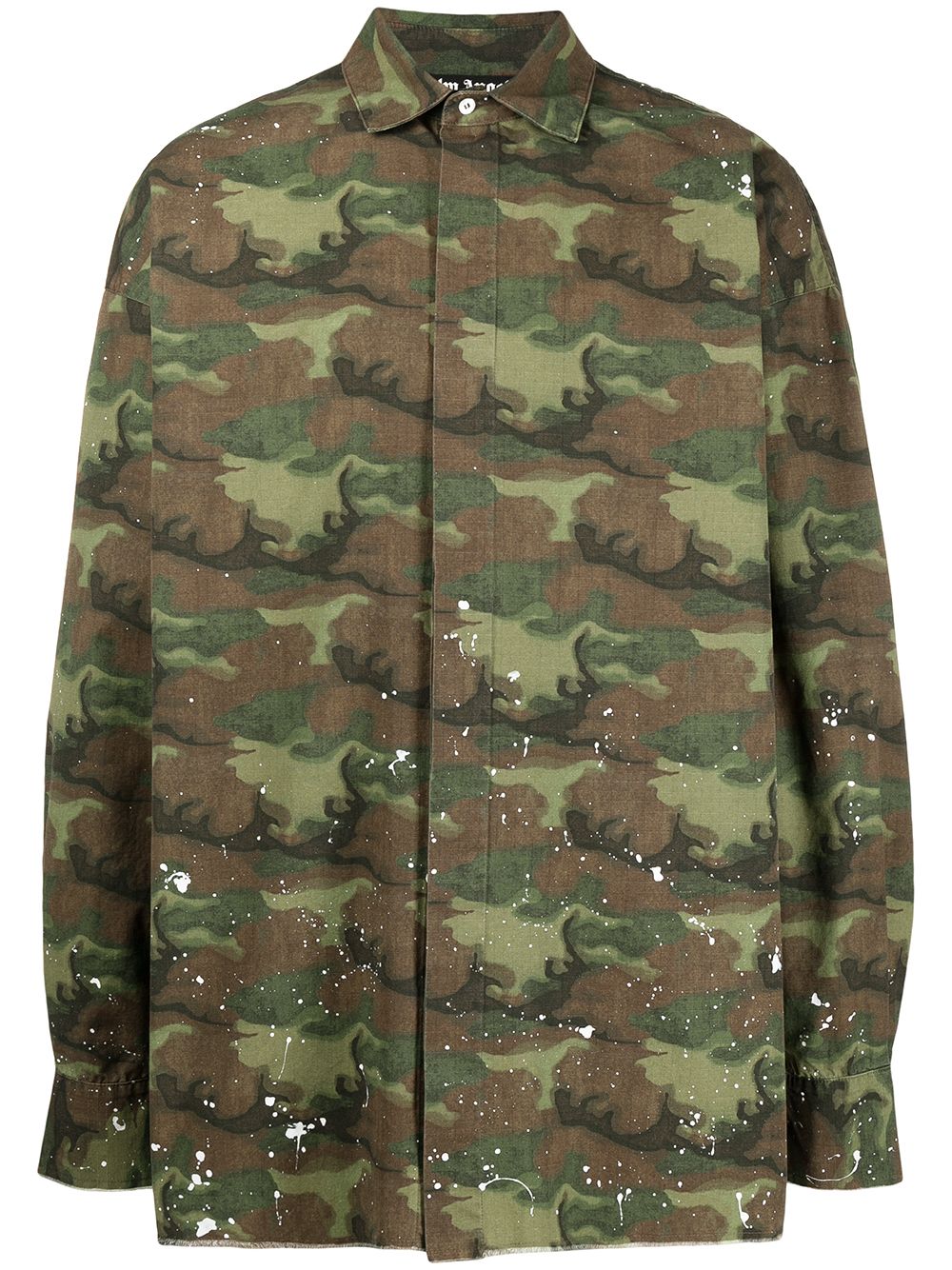 Palm Angels 迷彩logo印花衬衫 - 绿色