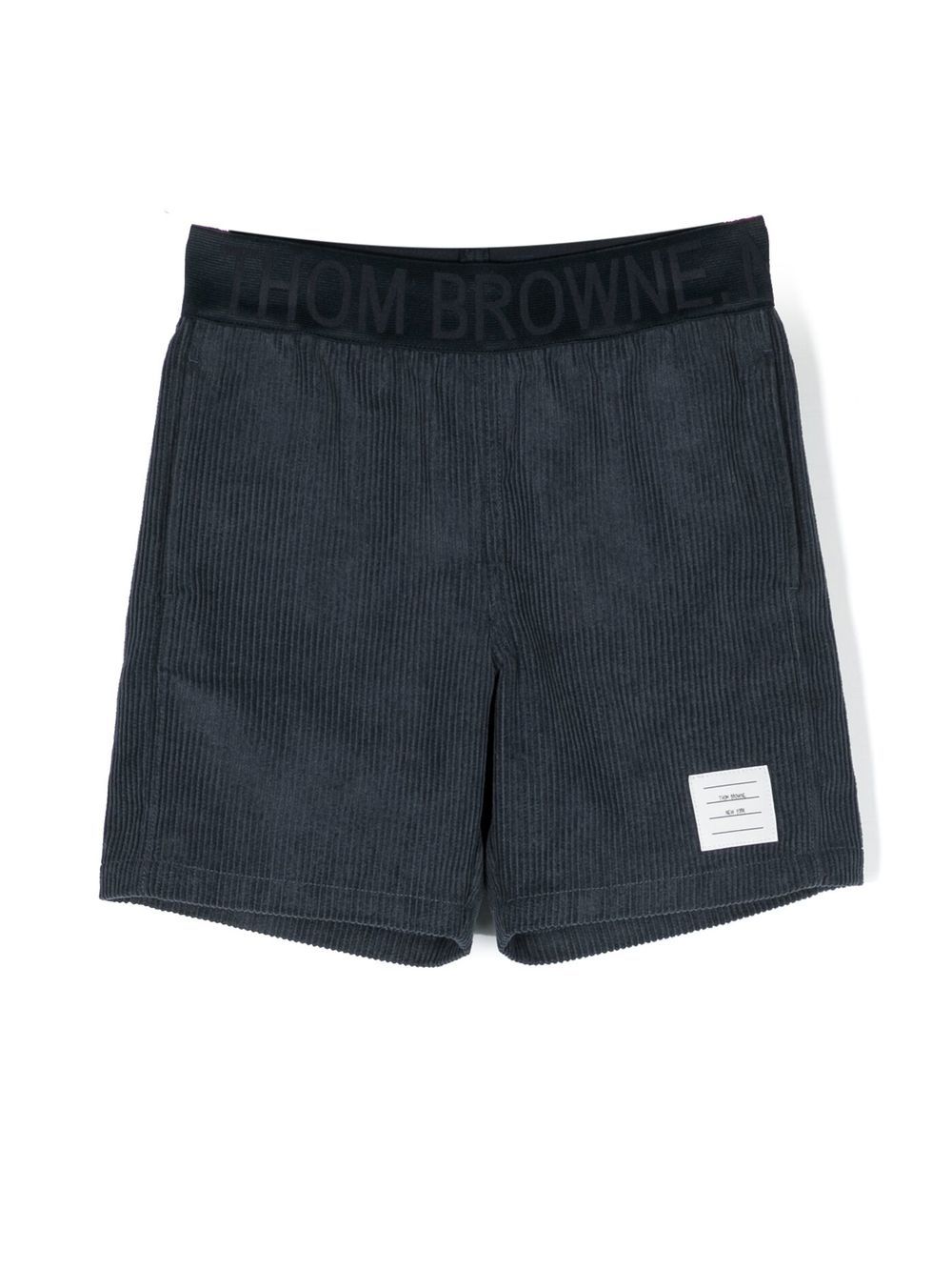 Thom Browne Kids 灯芯绒拼接短裤 - 蓝色