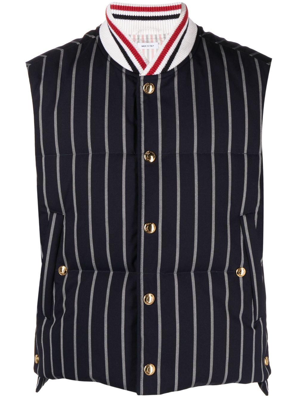 Thom Browne 条纹羽绒马甲 - 蓝色