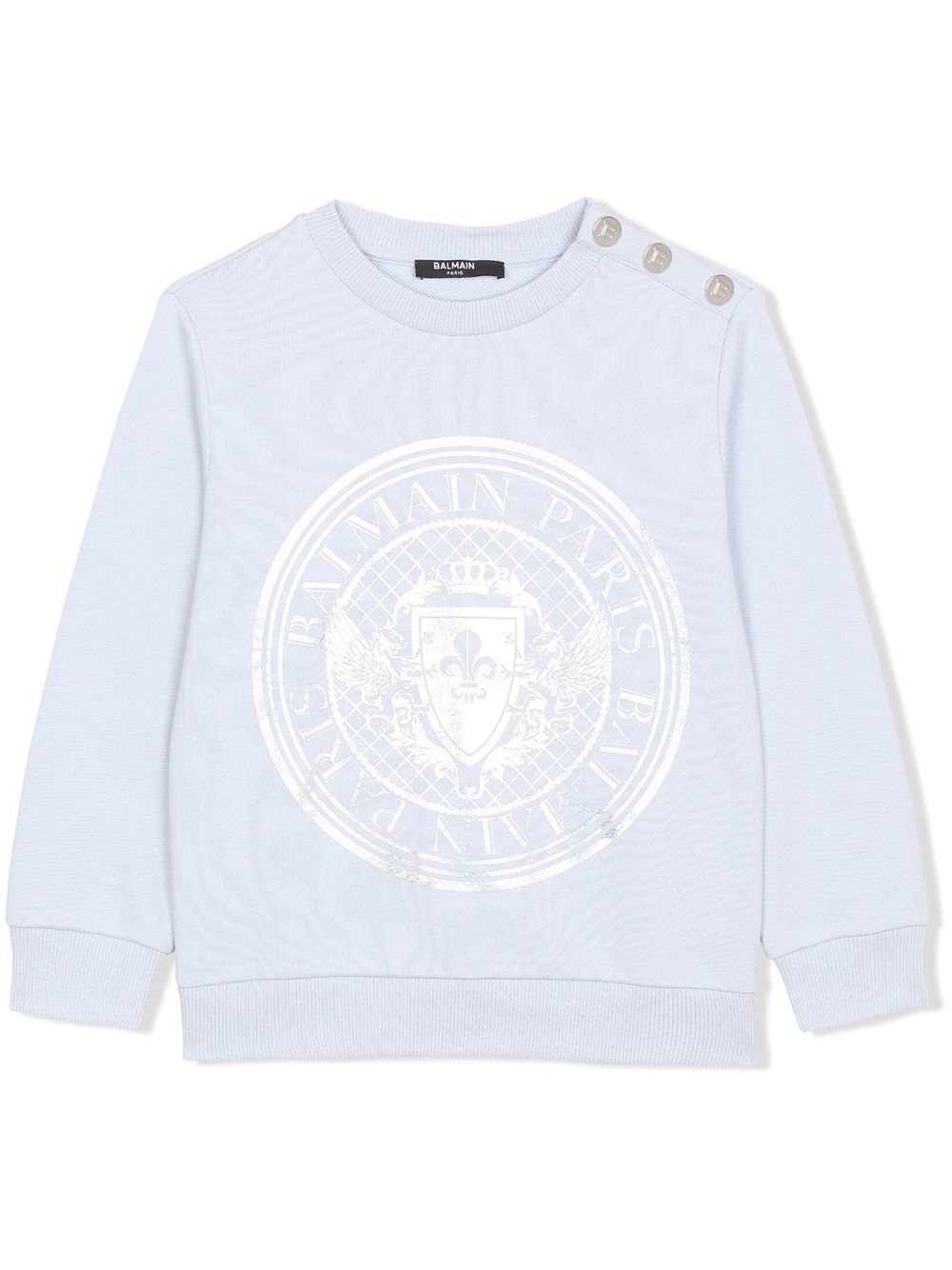 Balmain Kids logo印花棉卫衣 - 蓝色