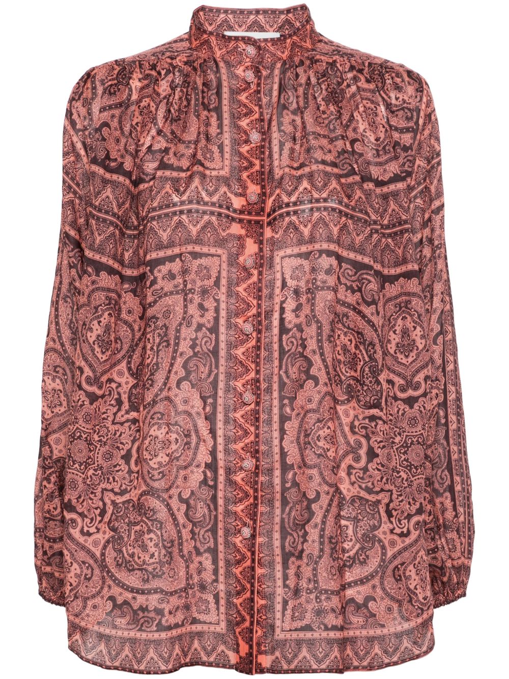 ZIMMERMANN Ottie 佩斯理印花苎麻衬衫 - 粉色