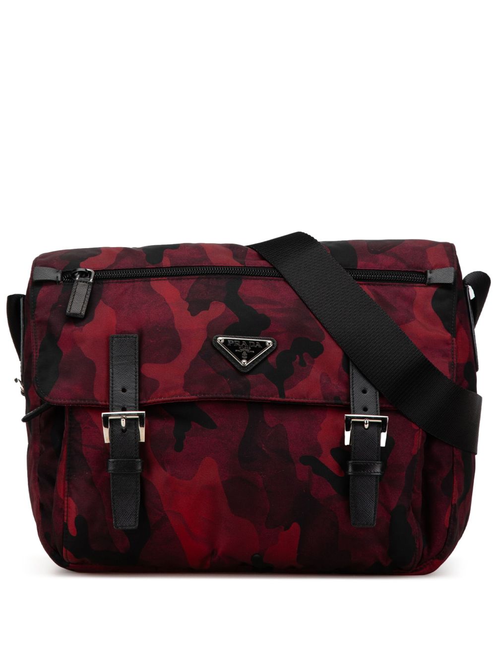 Prada Pre-Owned Tessuto Camouflage Zip Double Buckle Messenger 斜挎包（2013-2024年典藏款） - 红色