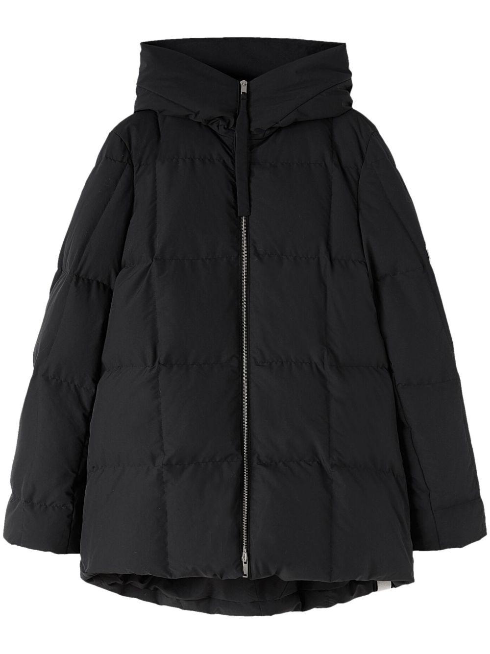 Jil Sander 连帽绗缝羽绒夹克 - 黑色