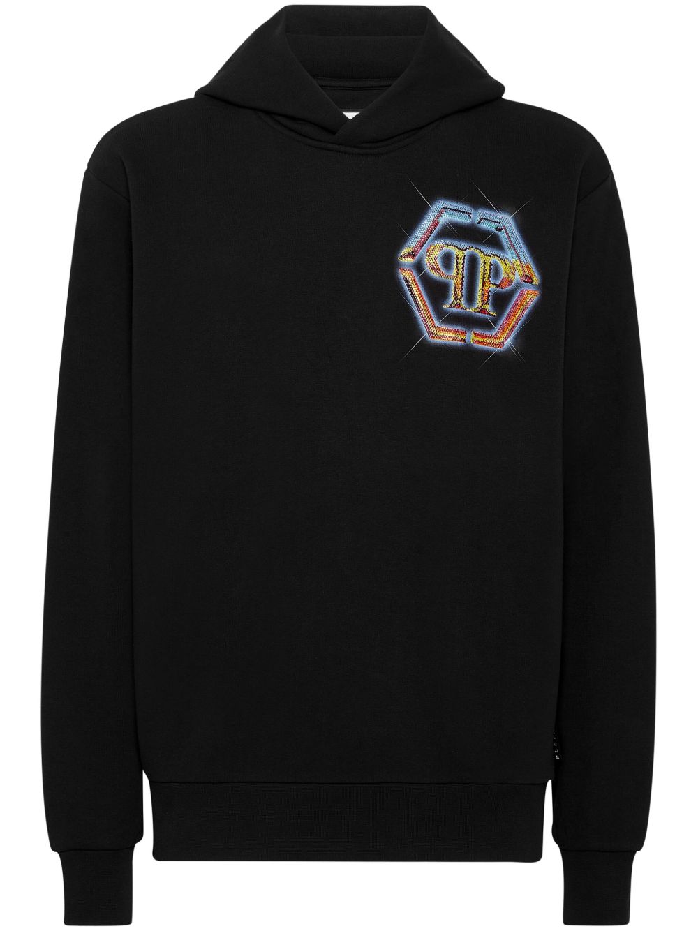 Philipp Plein 缀饰logo印花连帽衫 - 黑色