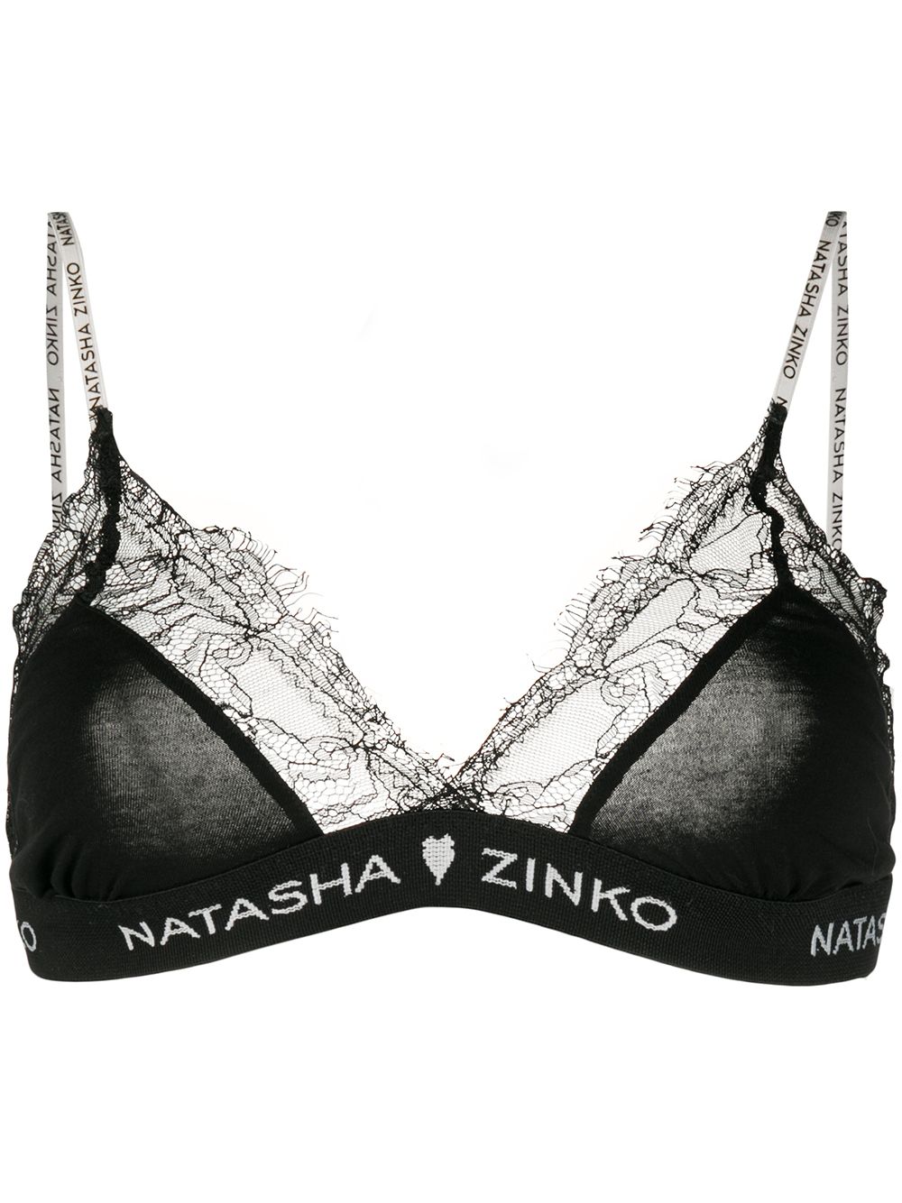 Natasha Zinko 蕾丝三角文胸 - 黑色