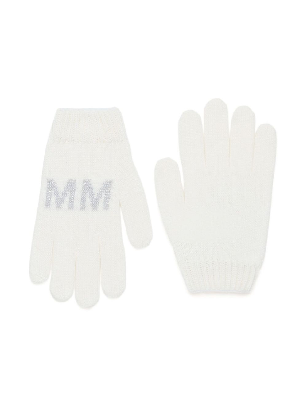 MM6 Maison Margiela Kids logo嵌花针织手套 - 白色