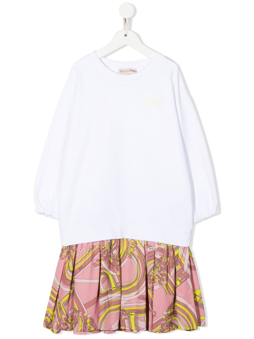 PUCCI Junior 标贴分层式连衣裙 - 白色
