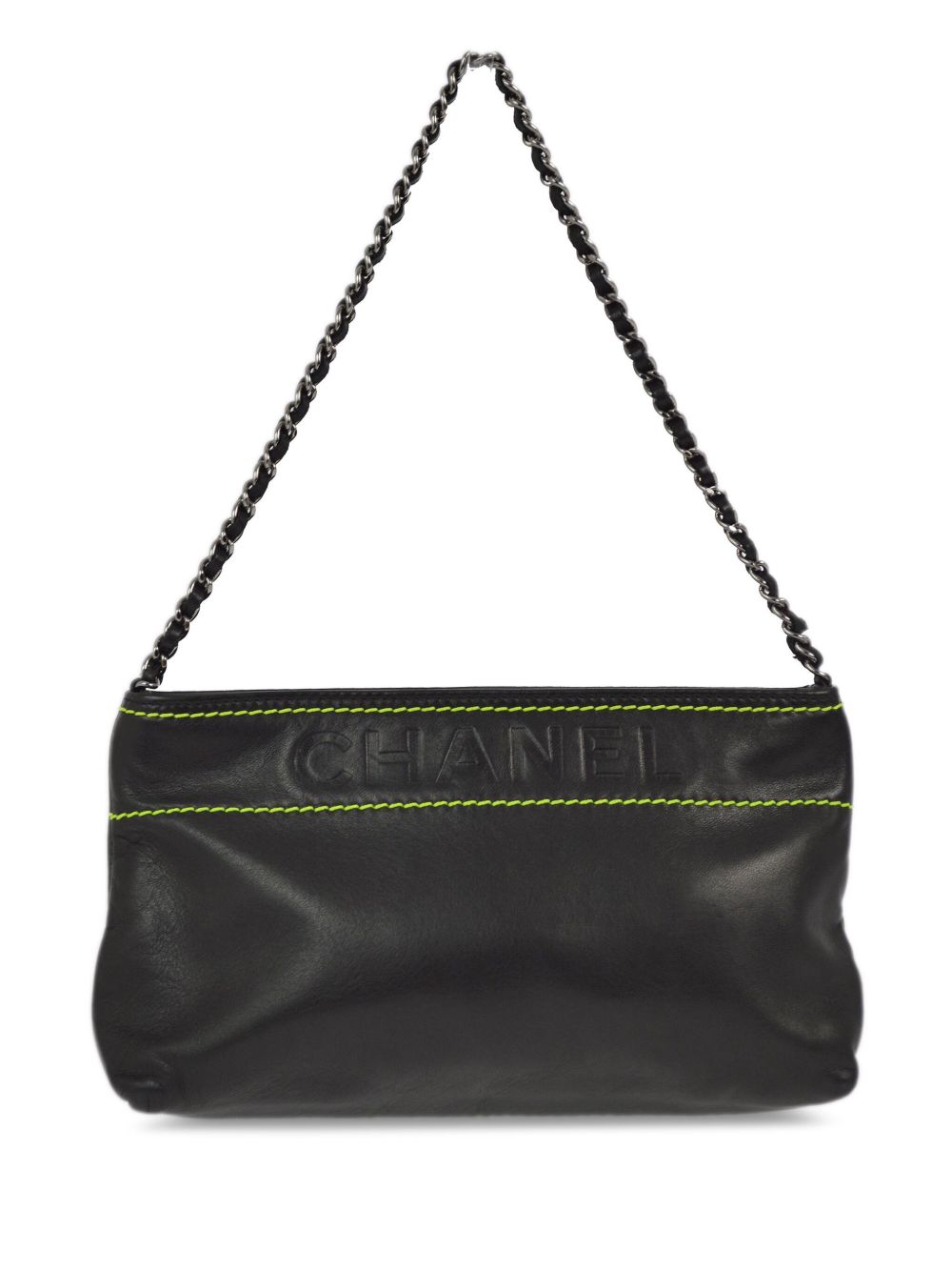 CHANEL Pre-Owned 凹面压花logo单肩包（2005年典藏款） - 黑色