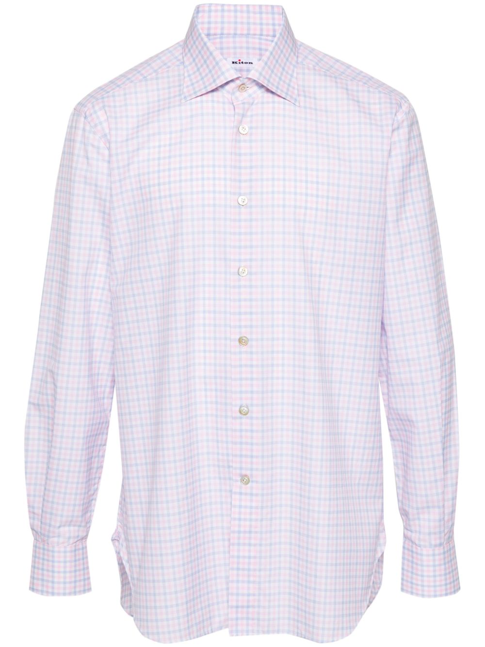 Kiton 格纹棉衬衫 - 粉色