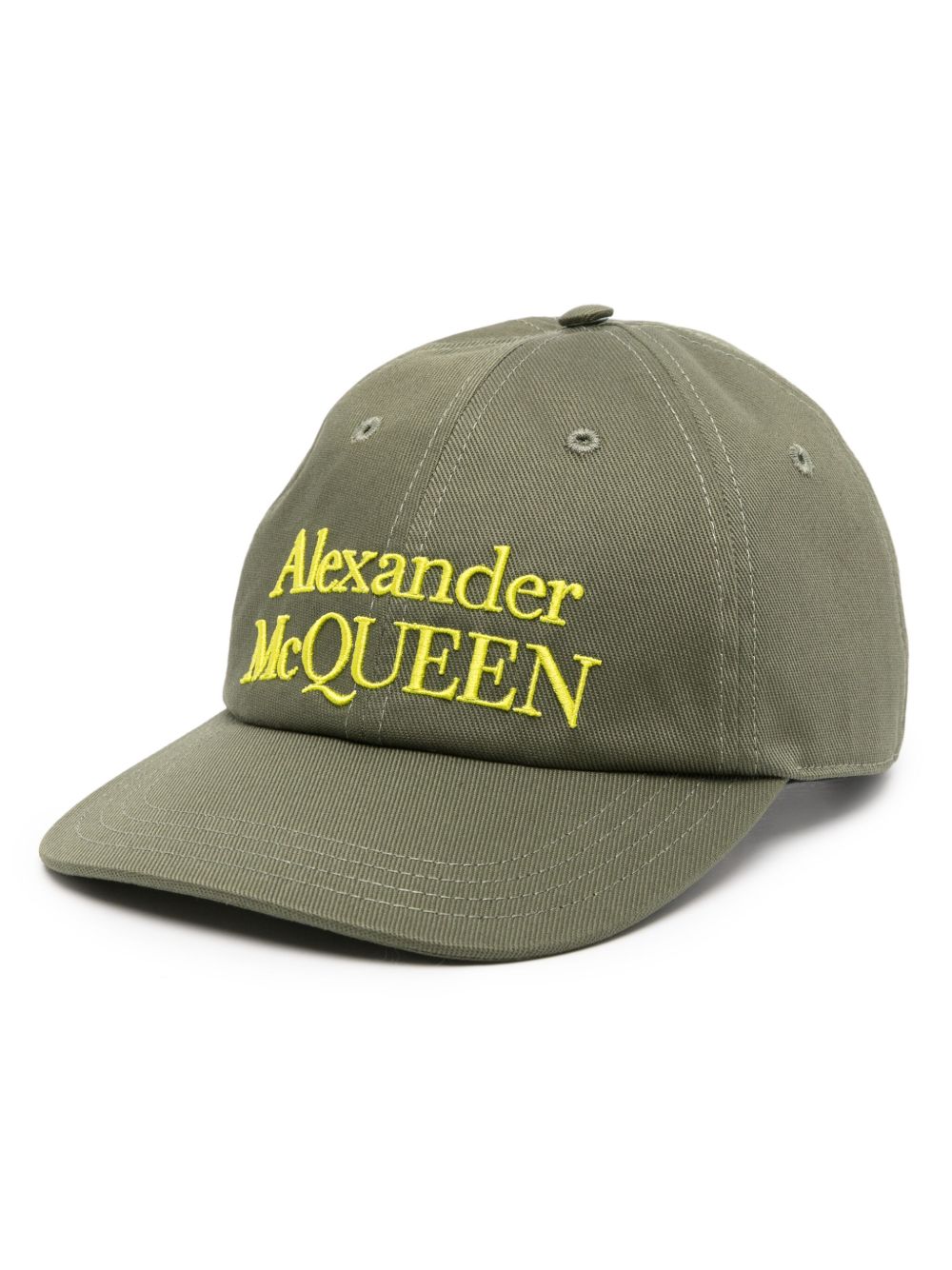 Alexander McQueen logo刺绣棉棒球帽 - 绿色