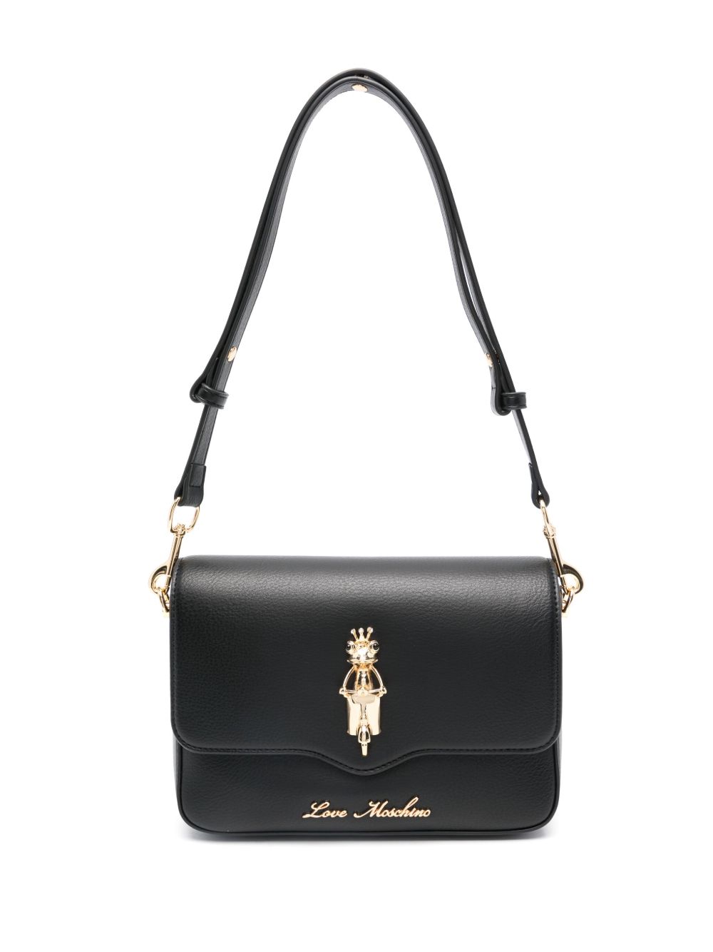 Love Moschino 标牌细节单肩包 - 黑色