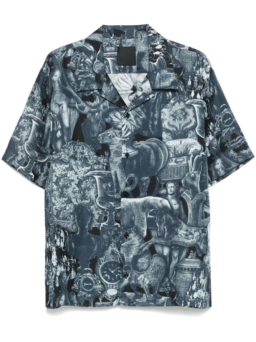Givenchy Hubert 物体印花真丝衬衫 - 蓝色