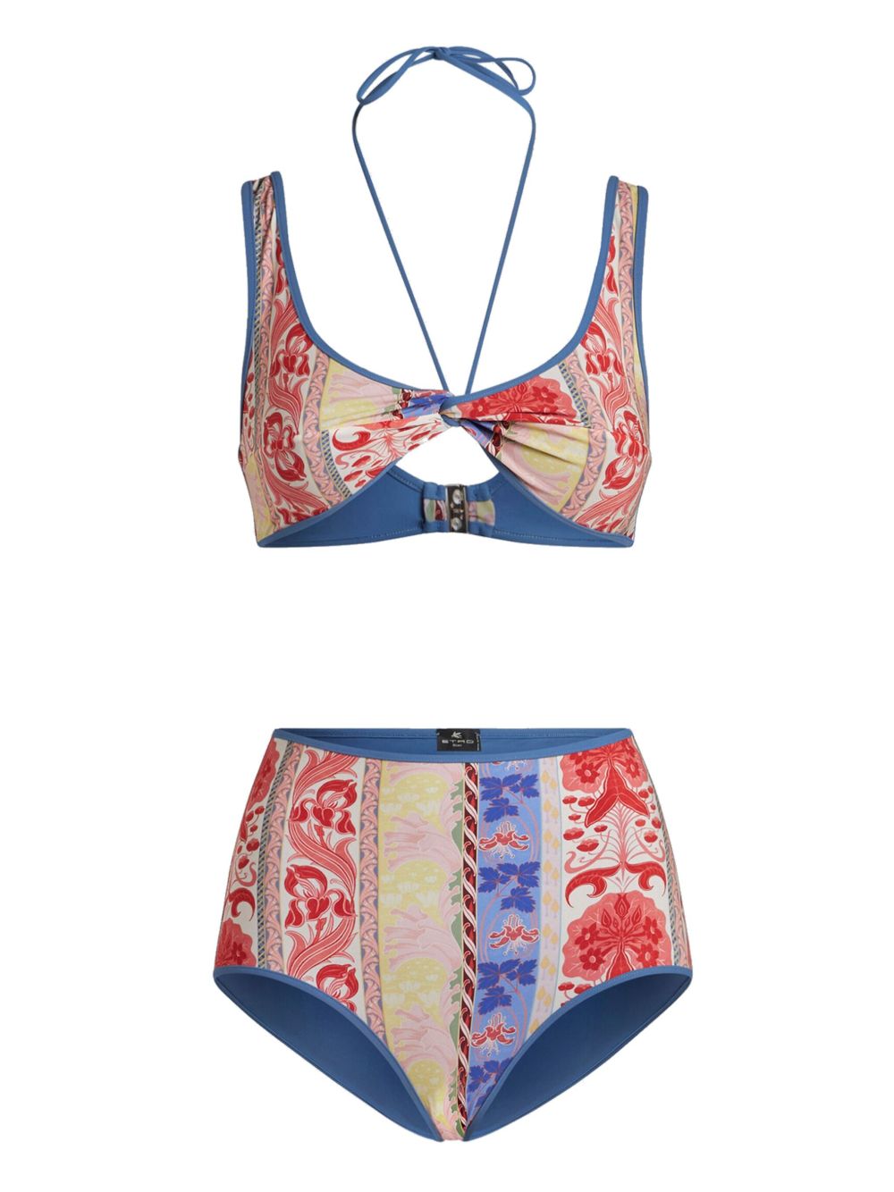 ETRO 图案印花旋褶比基尼套装 - 白色