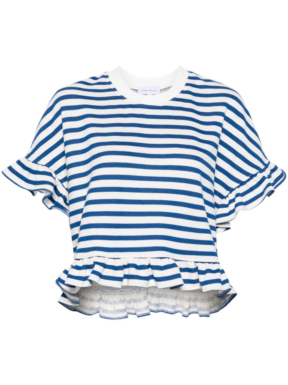 Ioana Ciolacu Striped Peony 荷叶边卫衣 - 白色
