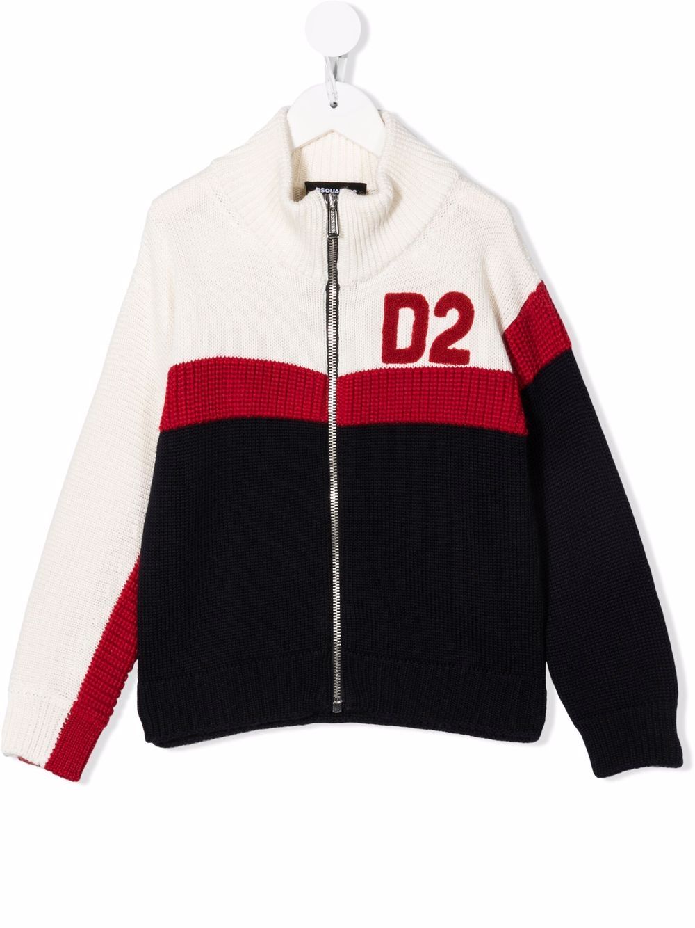 DSQUARED2 KIDS D2次方 logo拉链开衫 - 蓝色