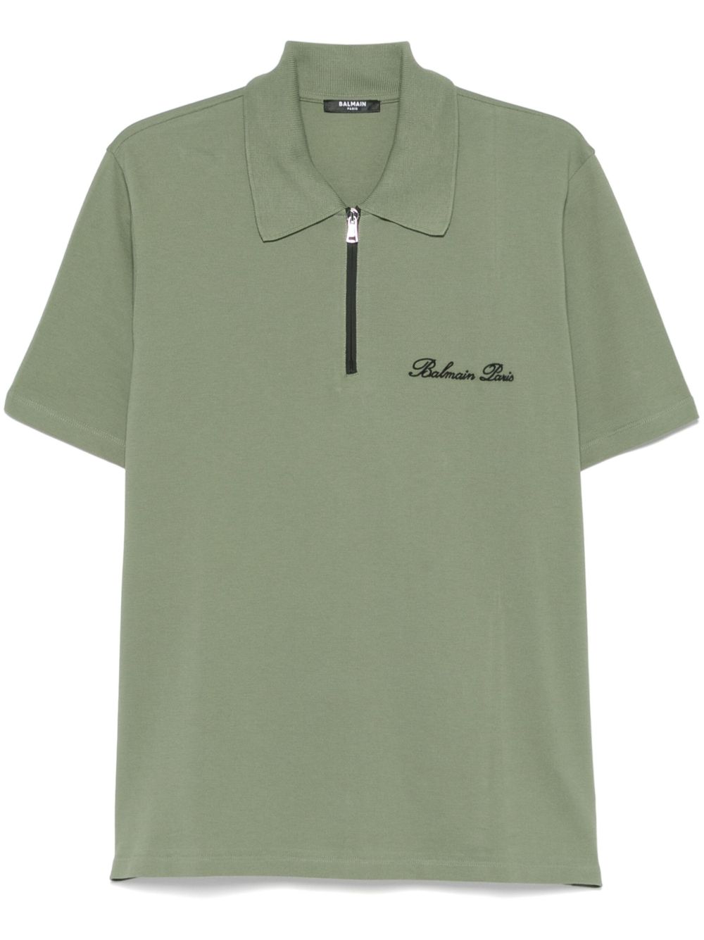 Balmain logo刺绣polo衫 - 绿色
