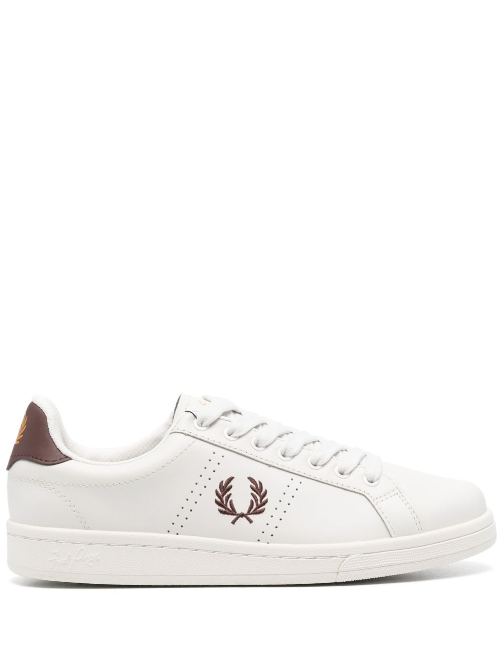 Fred Perry 刺绣logo皮质运动鞋 - 白色