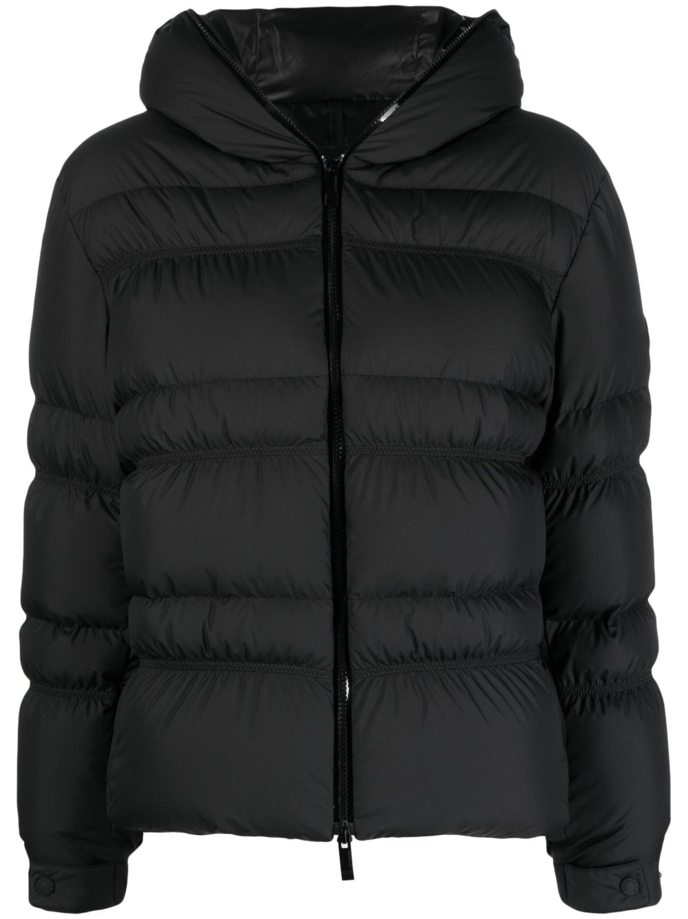 Moncler 连帽拉链蓬松夹克 - 黑色