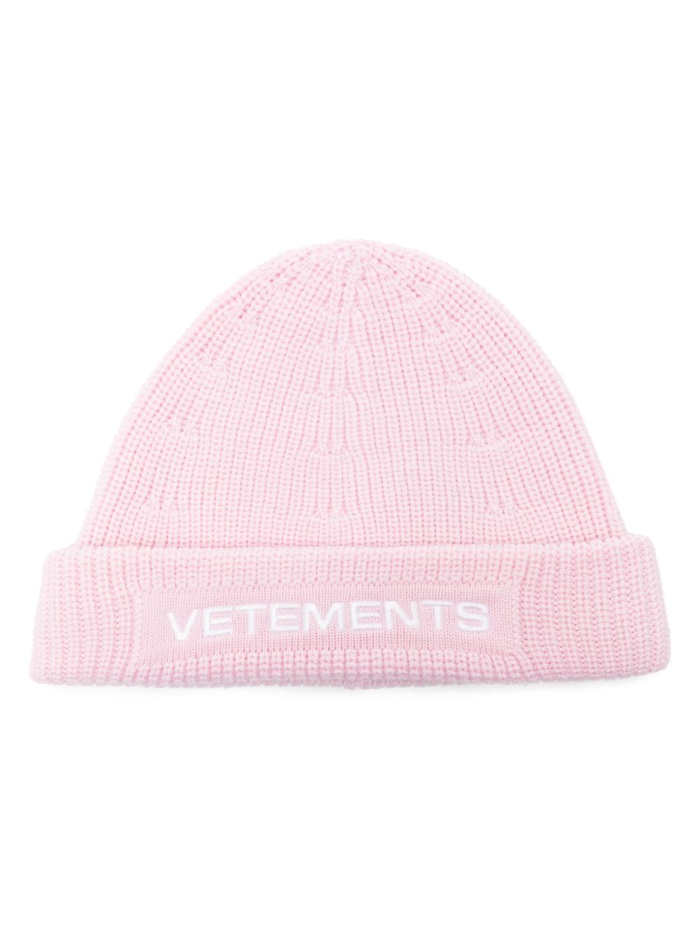 VETEMENTS logo刺绣美利诺羊毛套头帽 - 粉色