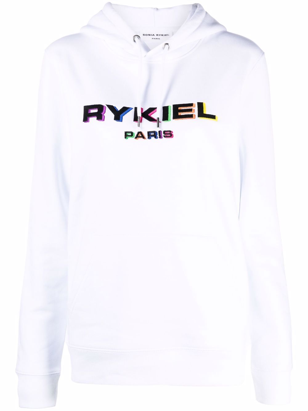 Sonia Rykiel logo刺绣连帽衫 - 白色