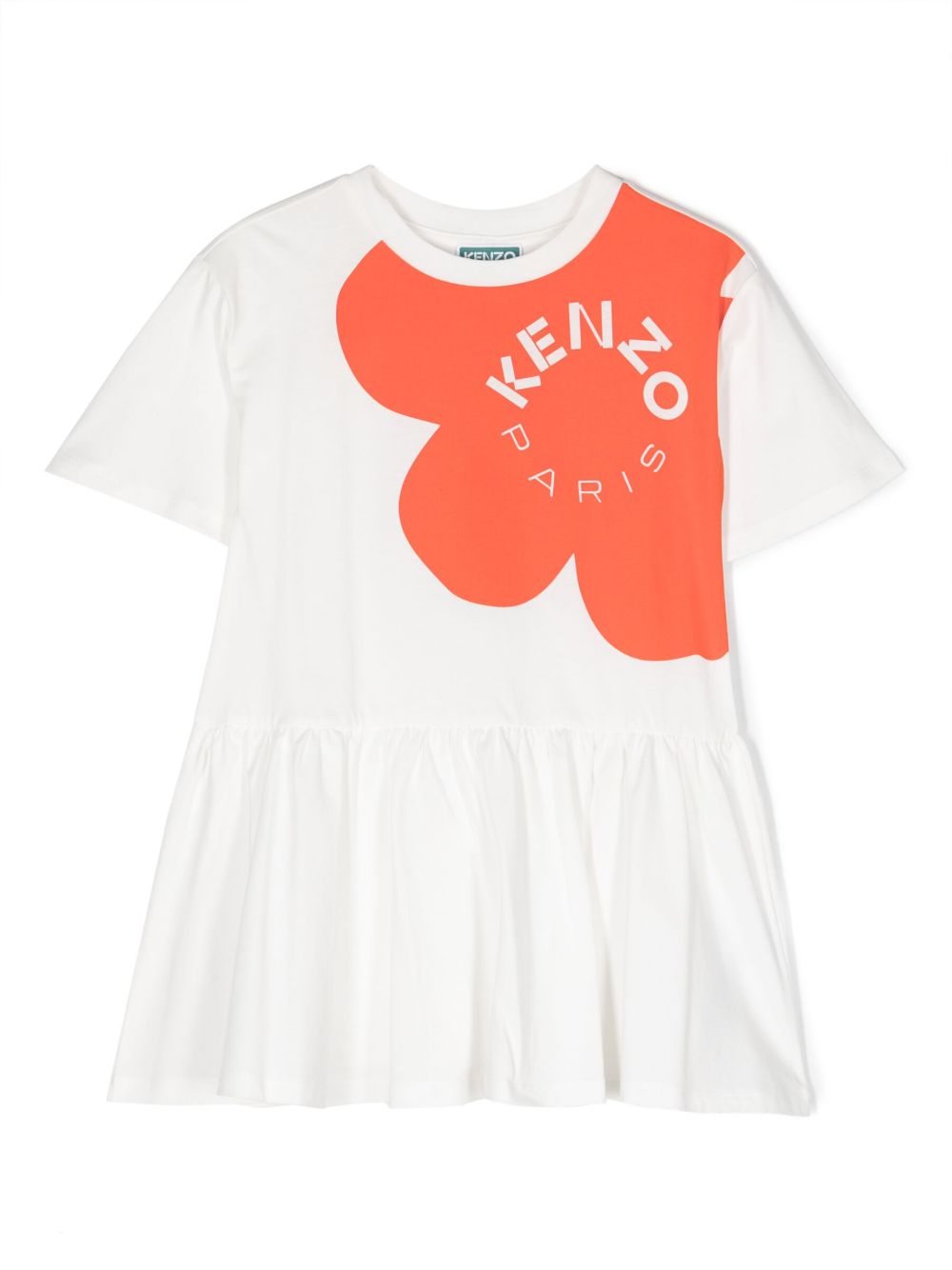 Kenzo Kids logo印花棉连衣裙 - 白色