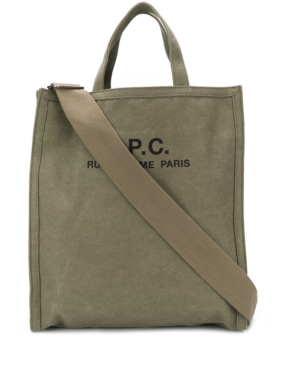 A.P.C. logo帆布托特包 - 绿色