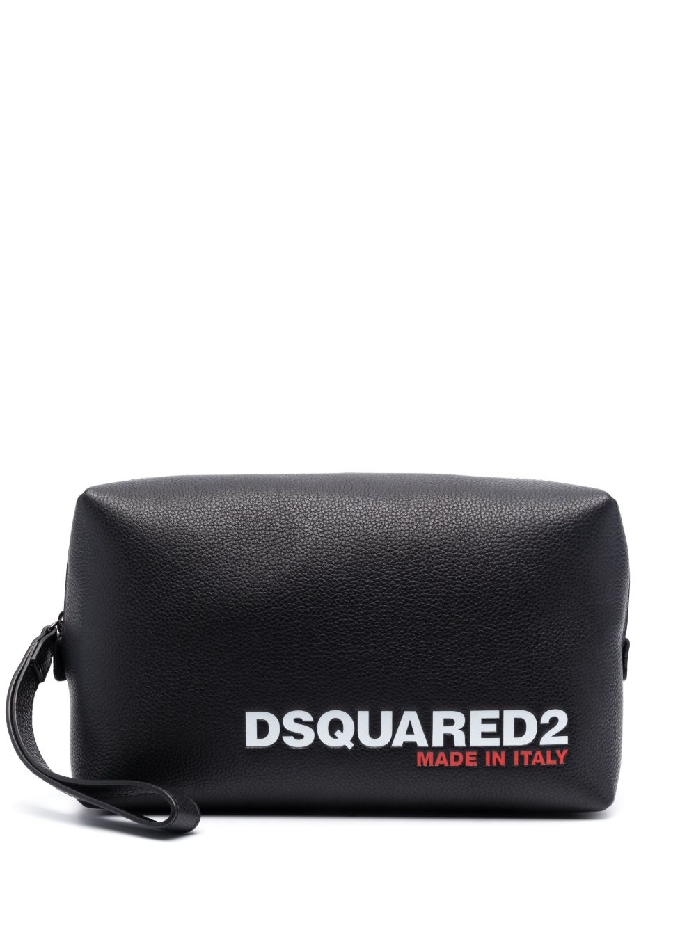 DSQUARED2 logo印花皮质洗漱包 - 黑色