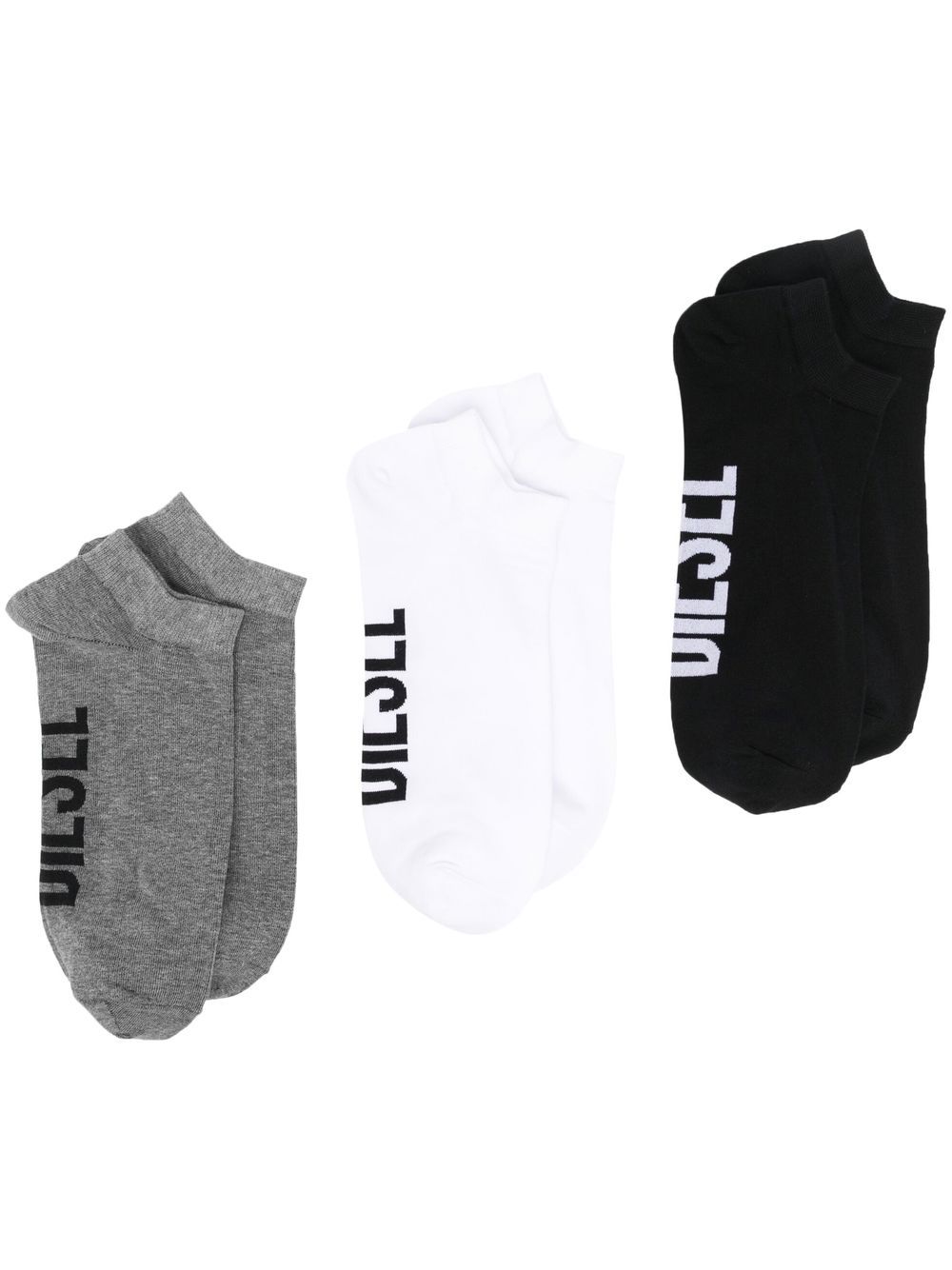 Diesel Skm-Gost logo提花针织袜（三双装） - 黑色