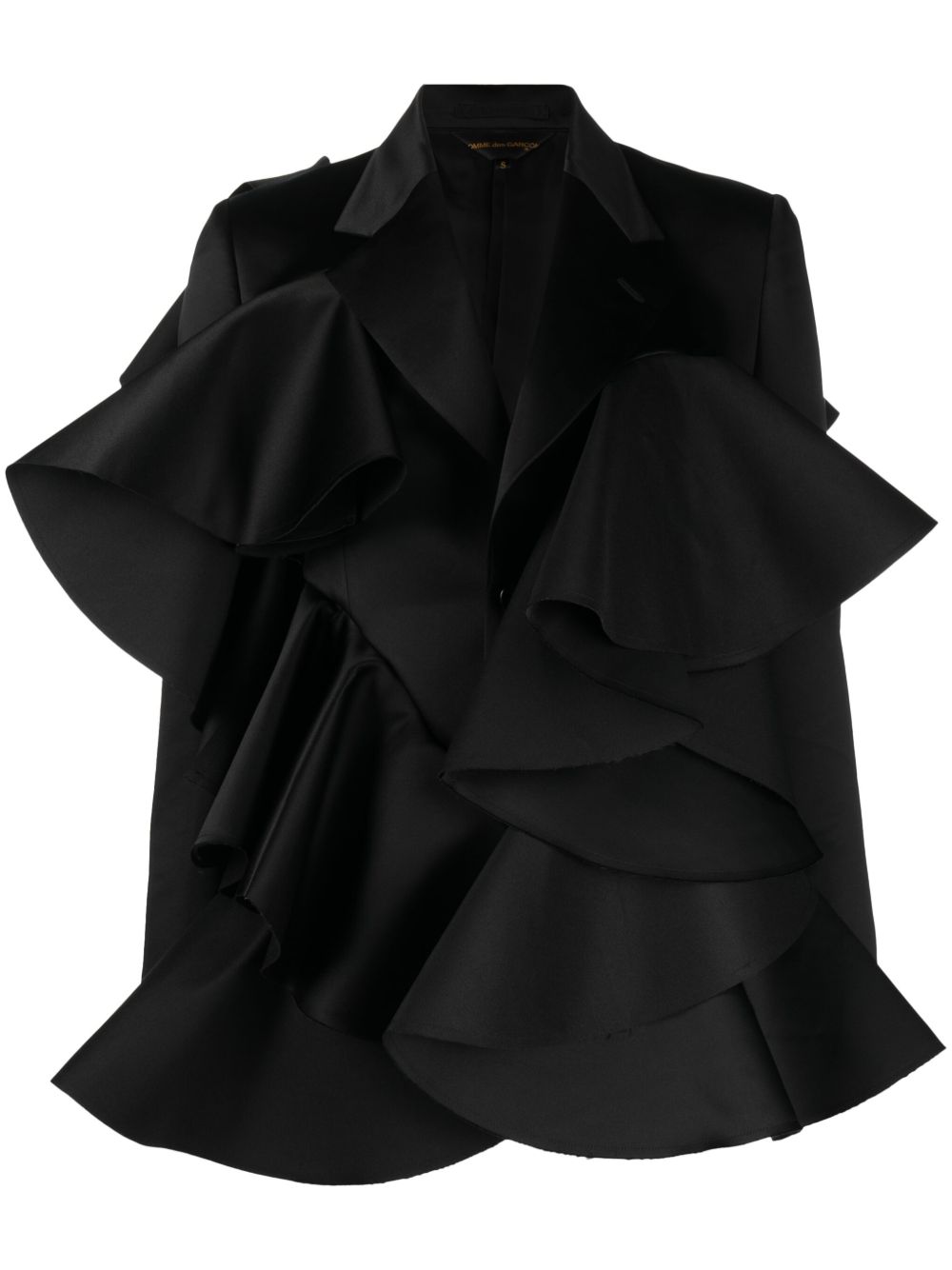 Comme Des Garçons 超大款荷叶边细节西装夹克 - 黑色