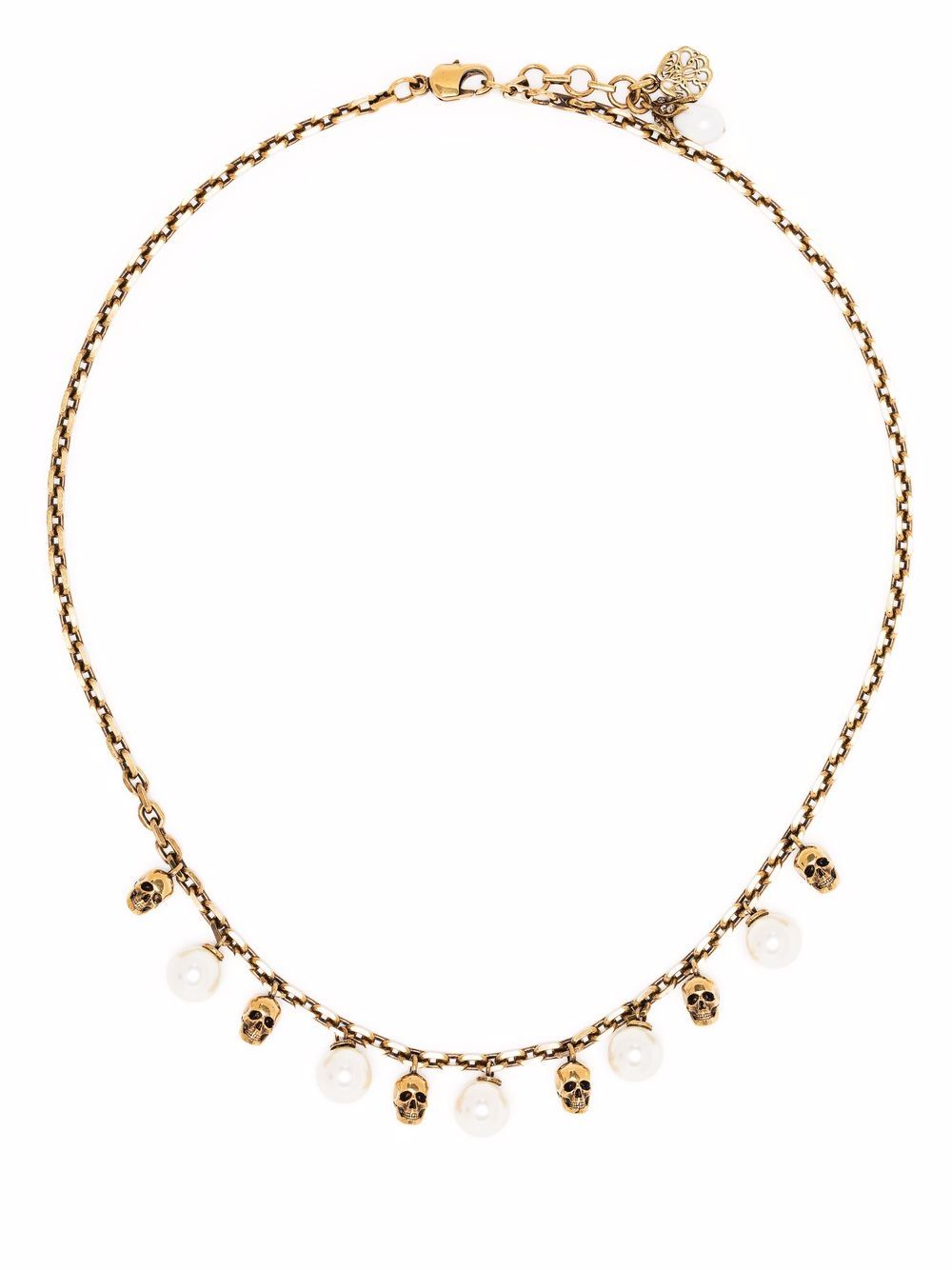 Alexander McQueen 骷髅头细节珠饰项链 - 金色